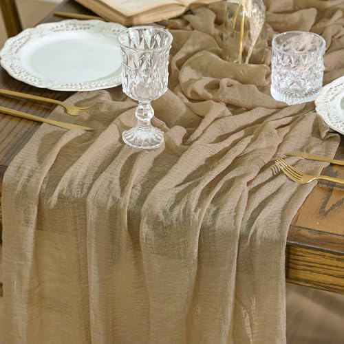 Artoid Mode Boho Käsetuch Gaze Sand Hochzeit Tischläufer 80x300 cm, Waschbar Tisch Dekoration Party Geburtstag Valentinstag Babyparty Dekor