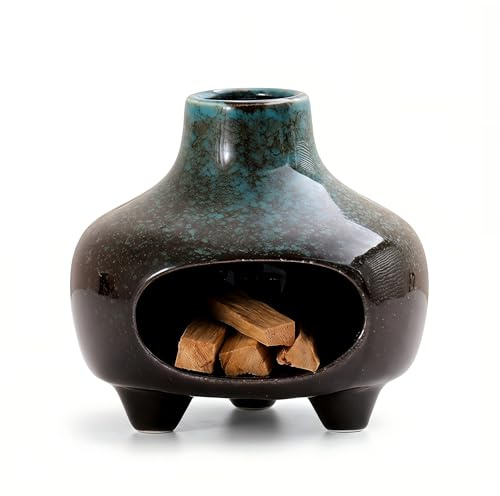 BAOBYAO Keramik Räucherstäbchenhalter Brenner,Blau Palo Santo Halter,4 Zoll | Feuerfeste Schale Räuchergefäße für Palo Santo Räucherholz,Salbei Räuchern,für Spirituelle Rituale,Yoga,Meditation,Zen