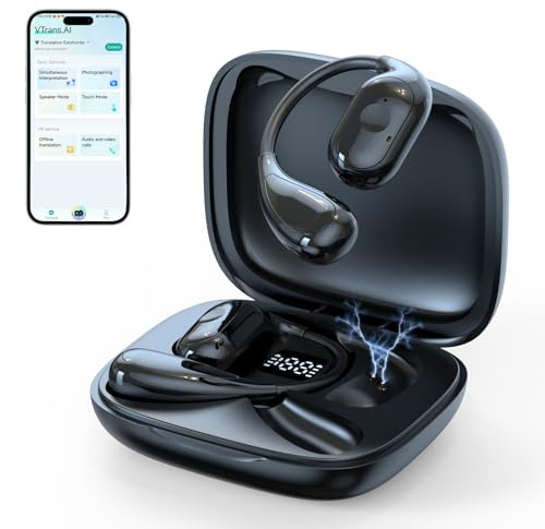 AI Cuffie Traduzione Simultanea Qoosea Con Traduzione In Tempo Reale 150 Lingue 7 Modalità Autonomia 5.5h 20h Con Custodia Bluetooth 5.4 Ideale Per Viaggi Affari Studio