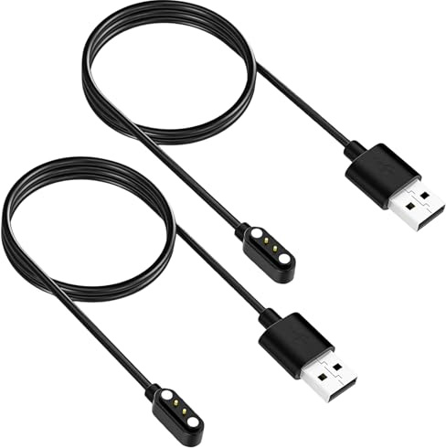 TwinkleHom 2 Pack Charger Cable for VeryFitPro Fitpolo Tozo Smart Watch, Magnetic Charging Cable Cord for YAMAY SW021 SW023 SW025 Letsfit ID205L ID205U ID205S Wyze 44mm 47mm (3.3ft/100cm)