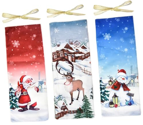 TOYANDONA 3Pcs Christmas Wine Bottle Covers Xmas Bottle Bags Set with Santa Snowman and for Holiday Wine Decoration