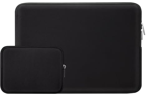 RAINYEAR 17 Inch Laptop Sleeve Soft Case with Accessories Pouch, Black