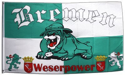 Flaggenfritze Fahne/Flagge Bremen Bulldogge Weserpower + gratis Sticker