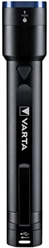 VARTA Taschenlampe LED & Power Bank (2600mAh), aufladbar, Night Cutter F30R Premium Leuchte, Lampe mit vier Leuchtmodi, Taschenleuchte inkl. Micro-USB Ladekabel, spritzwassergeschützt, schwarz