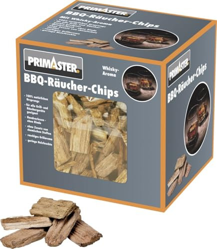 Primaster Räucher-Chips Whiskey 600 g Räucherchips für Grill Smoker Aromachips