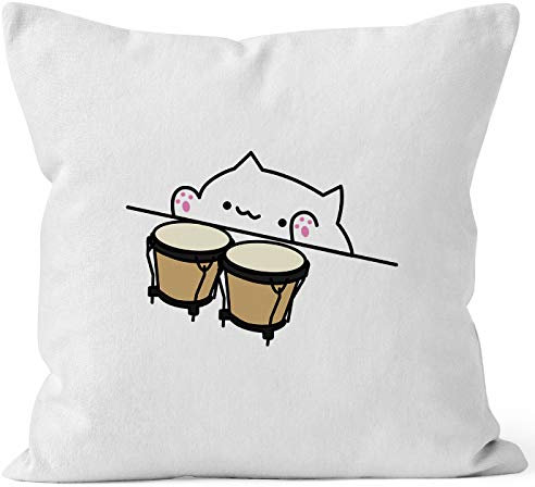 MoonWorks Bongo Cat Kissen-Bezug Meme Kissen-Hülle Deko-Kissen weiß Unisize