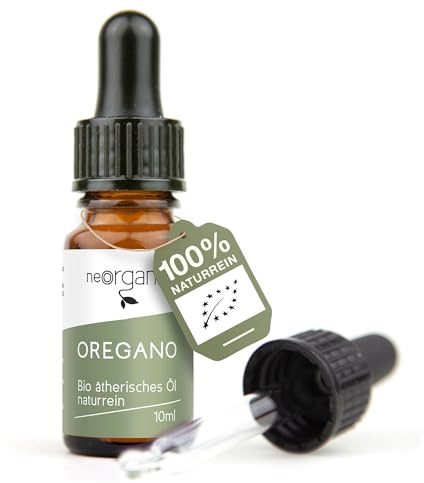 NeoOrganic® Bio Oregano Öl [mit Pipette] echtes Origanum Vulgare mit 80% Carvacrol/Zertifiziertes Lebensmittel zum Einnehmen / 100% naturreines ätherisches BIO-Öl / 10ml