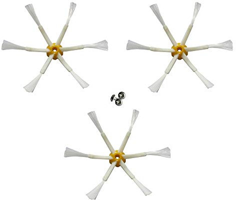 MIRTUX Kit de 3 brosses latérales 6 Lames compatibles avec Roomba séries 500, 600 et 700 (Tous Les modèles) - Pièces détachées Roomba Haute efficacité - Pièces détachées Brosse Roomba
