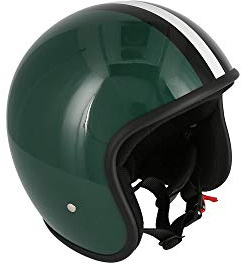 ARC Helm Modell A-611 Retrolook - Grün mit Streifen, Größe: XL