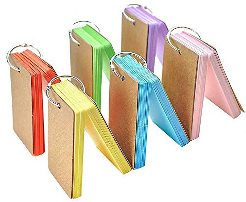 6 Stück Lernkarten Pocket, XCOZU Karteikarten mit Ring Vokabel Lernen Ring Notizblock, Lernkarten mit Ring Mini Karteikarten Blanko Lernkarten Unterwegs (90 x 55mm, 300 Blatt)
