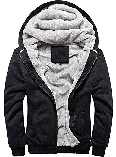 LBL Homme Hiver Chaud Sweats à Capuche Zippé Épaisse Veste de Manches Longues