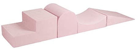 MEOWBABY Aire De Jeux en Mousse pour Enfants - 4 Élément Blocs d'escalade, Velvet, Rose Poudré