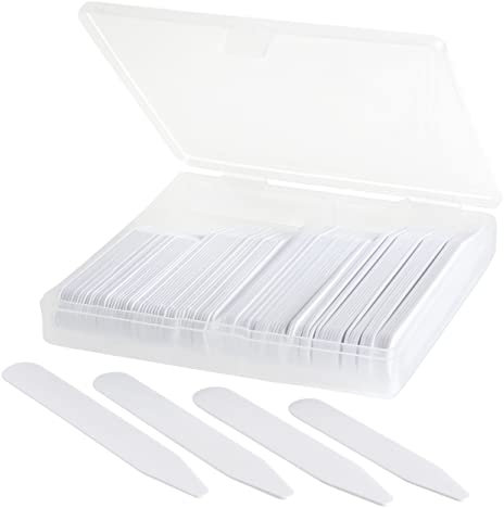 100 Kunststoff-Kragenstäbchen für Herren Hemd 5,1 cm 5,6 cm 6,3 cm 6,9 cm oder 7,6 cm - Weiß - 64/5 cm,64/2.5 cm,64/6 cm,64/7 cm