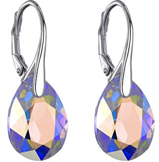 Pendants d'oreilles aurore boréale en argent sterling créés avec des cristaux Zircondia®
