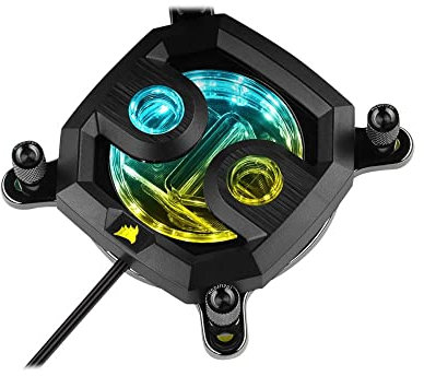 Corsair Hydro X Series XC7 RGB CPU Water Block (1200/AM4) - Nickel-Plated Copper Cold Plate - Black - More Than 60 Micro-Cooling Fins - 16 Individually Addressable RGB LEDs,CX-9010006-WW