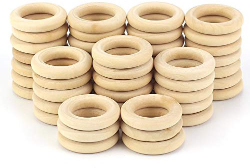 ARTESTAR 50 Stück (30mm) Holzringe zum Basteln, Hölzern Kunst Unvollendete Ring Kreis Holzringe für zu Hause DIY Kunst Herstellung Urlaub Dekoration