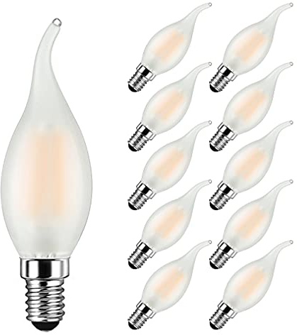 MAYCOLOR E14 Kerzenform LED 6W Ersetzt 60W, 600 lumen, Warmweiß 2700K, E14 Filament Kerze Ideal für Kronleuchter und Kristalllichter, AC 220-240V, Nicht Dimmbar, Glas Matt, 10er Pack
