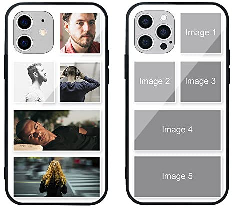 MXCUSTOM Personalised Phone Case for Apple iPhone 12/12 Pro, Customised Anti-Scratch Tempered Glass Shockproof Soft TPU Cases with Photo Picture Collage Image Design Your Own Phone Cover(GHS-TMP040)