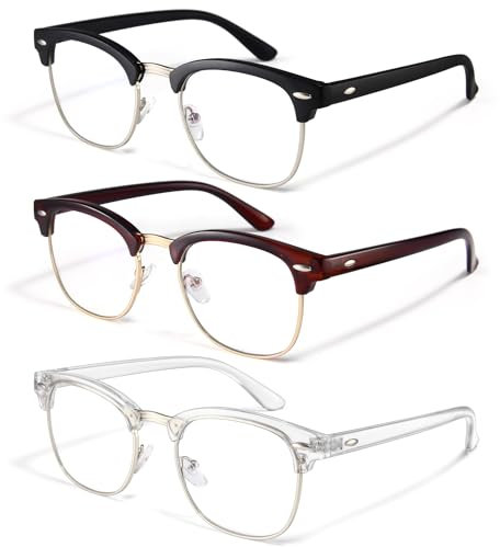 racico Computer Blue Light Blocking Glasses 3 pack Blue Light Glasses Men Women, Anti Blu-Ray Clear Gaming Glasses Lenses