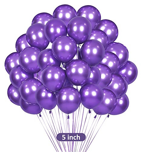 50 Piezas Globos Metálicos de Morado para Fiesta 5 Pulgadas Globos Lila Metálicos Globos Boda para Cumpleaños Fiesta Aniversario Baby Shower Graduación Decoración