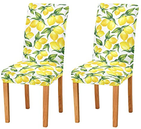 JUMBEAR Stuhlhussen für Esszimmer, Stretch-Stuhlhussen, abnehmbar, waschbar, Anti-Staub, Küchenstuhlbezug, dekorativer Sitzschutz, Gelb, 2 Stück