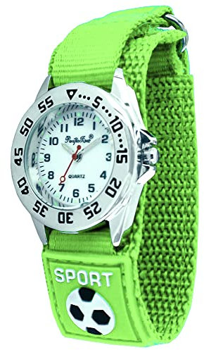 Pacific Time Kinder Armbanduhr Jungen Mädchen Sport Fußball Klettarmband grün analog Quarz 87536