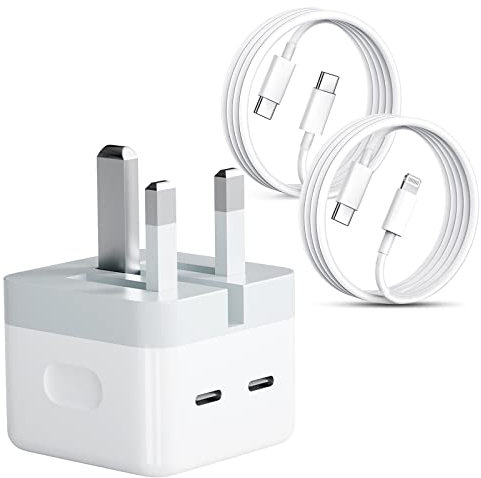 Fast Charger, 35W Dual USB C Plug Power Adapter + iPhone Charger Cable + USB C Charger Cable for iPhone 15/14/ 13/12/ 11/ X/Samsung/Pad/Speaker/AirPods
