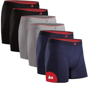 DANISH ENDURANCE 6er Pack Bambus Boxershorts Herren, Unterhosen Herren mit oder ohne Eingriff, Mehrfarbig (2X Schwarz, 2X Grau, 2X Marineblau) L