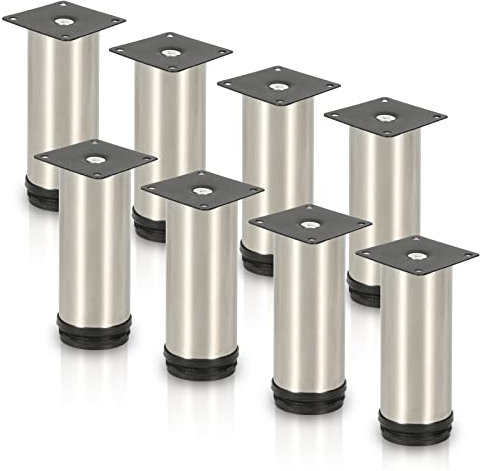 Gimisgu Edelstahl Möbelfüße 8er Set,Runde Möbelfuß Sockelfuß,Höhe 200mm,Höhenverstellbar:15mm,Belastbar bis 250 Kg,Geeignet für Sofa, Bett, Nachttisch, Schrank