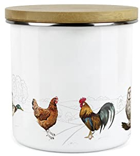 Purely Home Country Farm Storage Canister - White Metal Enamel Kitchen Food Storage Container