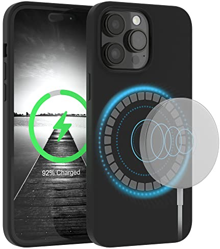 EAZY CASE - Silikonhülle kompatibel mit iPhone 14 Pro Max Hülle mit Qi Charging Silikon Case weich stoßfeste Handyhülle Schutzhülle Kameraschutz Dünn Schutz Cover TPU Bumper in Schwarz