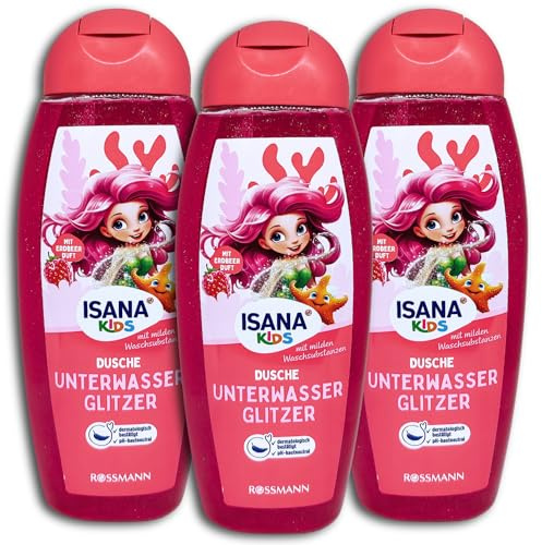 3 er Pack ISANA KiDS Unterwasser Glitzer-Glitzerdusche 3 x 300ml