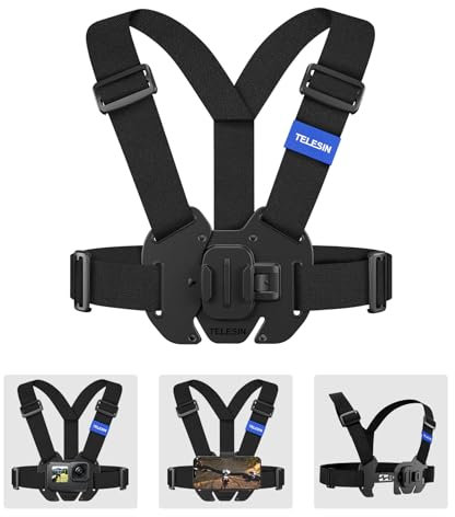 TELESIN Schnellverschluss-Brustgurt-Halterung für GoPro Hero 12/11/10/9 DJI Insta360 Meiste Aktion Kamera, Mobiltelefon Einstellbar Brustgeschirr für iPhone 15/14/13/12/11 Pro Smartphone - POV Vlog