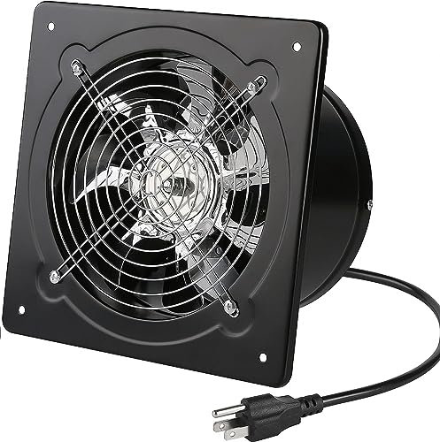Aydomer 8 inch Exhaust Fan 73W 500CFM Through-wall installation Ventilation Fans 110V Exhaust Fan with Plug, Exhaust Smoke Fan with Light Weight Pure Copper Motor for Kitchen Bathroom (Black)