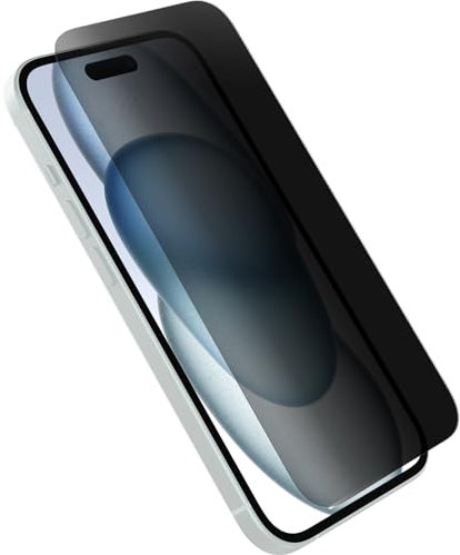 OtterBox Premium Pro Privacy Glass Screen Protector for iPhone 15, Tempered Glass, Superior Scratch Protection, Survives Drops up to 6ft, Antimicrobial Protection, No Retail Packaging