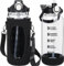 Seekua 2 litre Glass Water Bottle with Straw & motivational Time Markings 2l large Drinking Bottle with Fruit Infuser for Juice, Smoothie, Milkshake