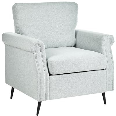 Beliani Moderner Retro-Sessel aus Stoff grau mit Metallbeinen schwarz Vietas