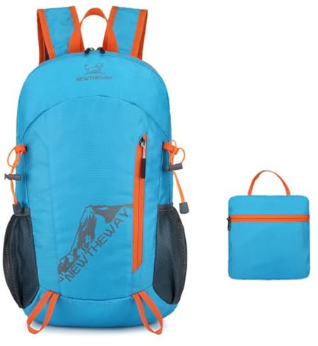 JOCXZI Wanderrucksäcke,Daypacks,Kinderrucksäcke,Wasserdichter, Faltbarer Reiserucksack für Männer und Frauen, tragbar, große Kapazität, modischer Outdoor-Sport, Bergsteiger-Rucksack (blau)