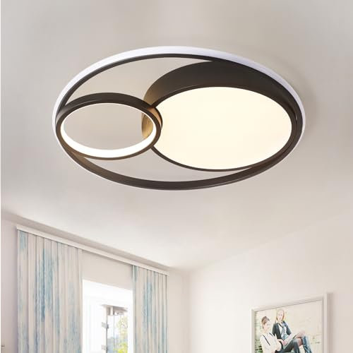 Style home 55W Deckenlampe LED Deckenleuchte, 50 * 8,5cm, voll dimmbar mit Fernbedienung, moderne runde Leuchte für Wohnzimmer, Schlafzimmer, Kinderzimmer, Küche, Büro(Schwarz)
