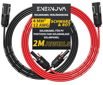 Cable Solar 4mm²/6mm², Cable de Extensión para Paneles Solares 1/2/3/5/8/10/12/15/18/20M, Cable de Extensión con Conector Hembra y Macho, Cable Fotovoltaico IP67 Adaptador de Paneles Solares(4mm² 2M)
