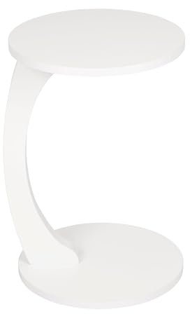 Luxora® Beistelltisch C Form mit Rollen, Runder Sofatisch in Weiss, Kleiner Side Table, einsetzbar als Couchtisch, Telefontisch, Betttisch, Laptoptisch und Kaffeetisch (Weiß)