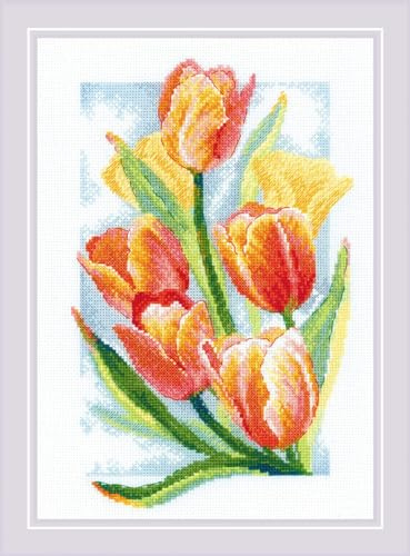 RIOLIS Counted Cross Stitch kit 2191 Spring Glow. Tulips