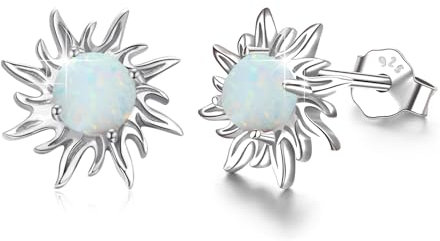 Opal Sonne Ohrringe 925 Sterling Silber Sonne Ohrstecker Hypoallergene Sonne Ohrringe Silber Sonnen Ohrringe Geschenke für Damen Mädchen Kinder
