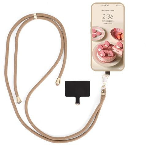 betterfon Handykette Universal zum Umhängen für Handyhülle Hülle Case Cover Schutzhülle in Beige/Braun