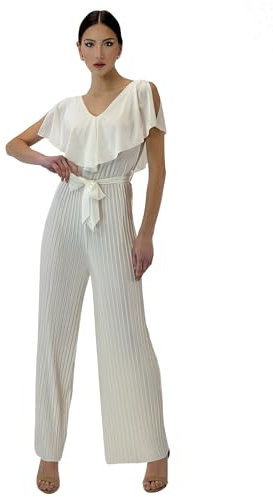 Elara Damen Jumpsuit V-Schnitt 1205 White