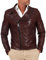 D'Arienzo Chiodo Pelle Color Vinaccia con Alette da Uomo Giubbotto Biker Vintage Vera Pelle Made in Italy 56/Vinaccio