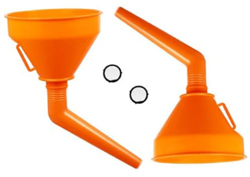 teokyat Trichter Mit Sieb - Auto Öltrichter, 2 Stück, 1,2 Liter, Kunststoff, Orange