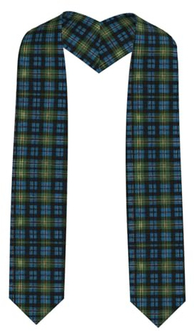 ESNAIUVCD Schal mit schottischem Schottenkaro-Druck, Stolen, Graduierten-Schärpe, Unisex, Glückwunschgeschenk, Stil, 180 x 15 cm, Blau und Grün, Scharfe Ecken, Einheitsgröße