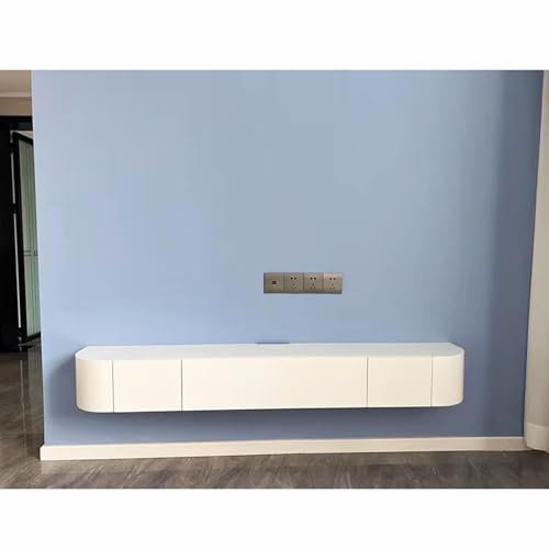 Meuble TV mural en bois massif pour salon - Design suspendu - Idéal pour les petits appartements - Longueur : 200 cm