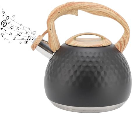 mumisuto Stove Top Whistling Kettle 3L Gas Kettle with Whistle Fast Boil, Stainless Steel Camping Kettle Tea Kettle for Gas Hobs, Induction and Electric Hobs (Black)